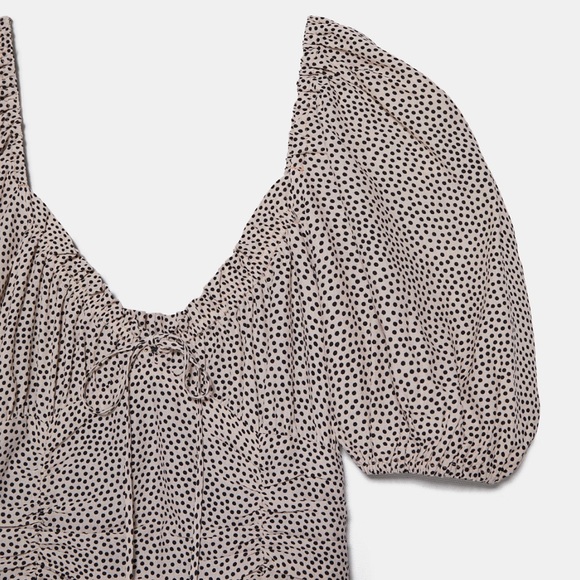 NEW ZARA DRAPED POLKA DOT DRESS TRF - Picture 2 of 5